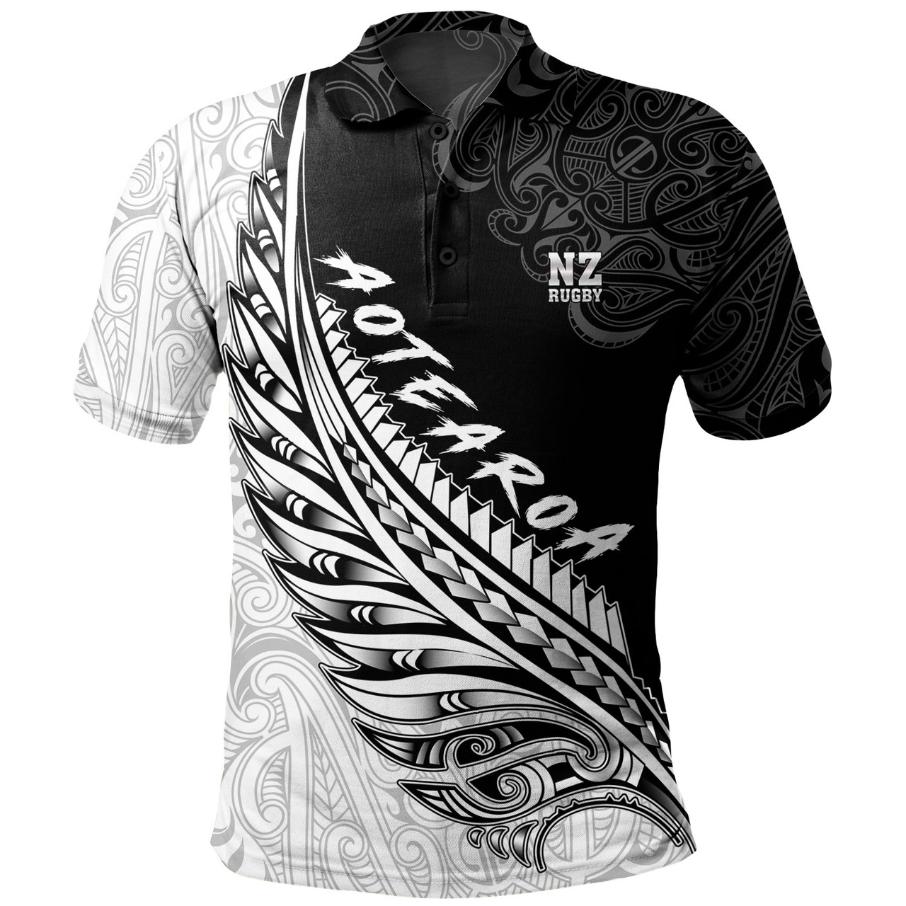 New Zealand Polo Shirt Maori Silver Fern Rugby Vibe