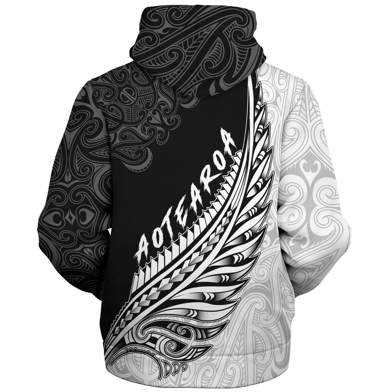 New Zealand Sherpa Hoodie Maori Silver Fern Rugby Vibe