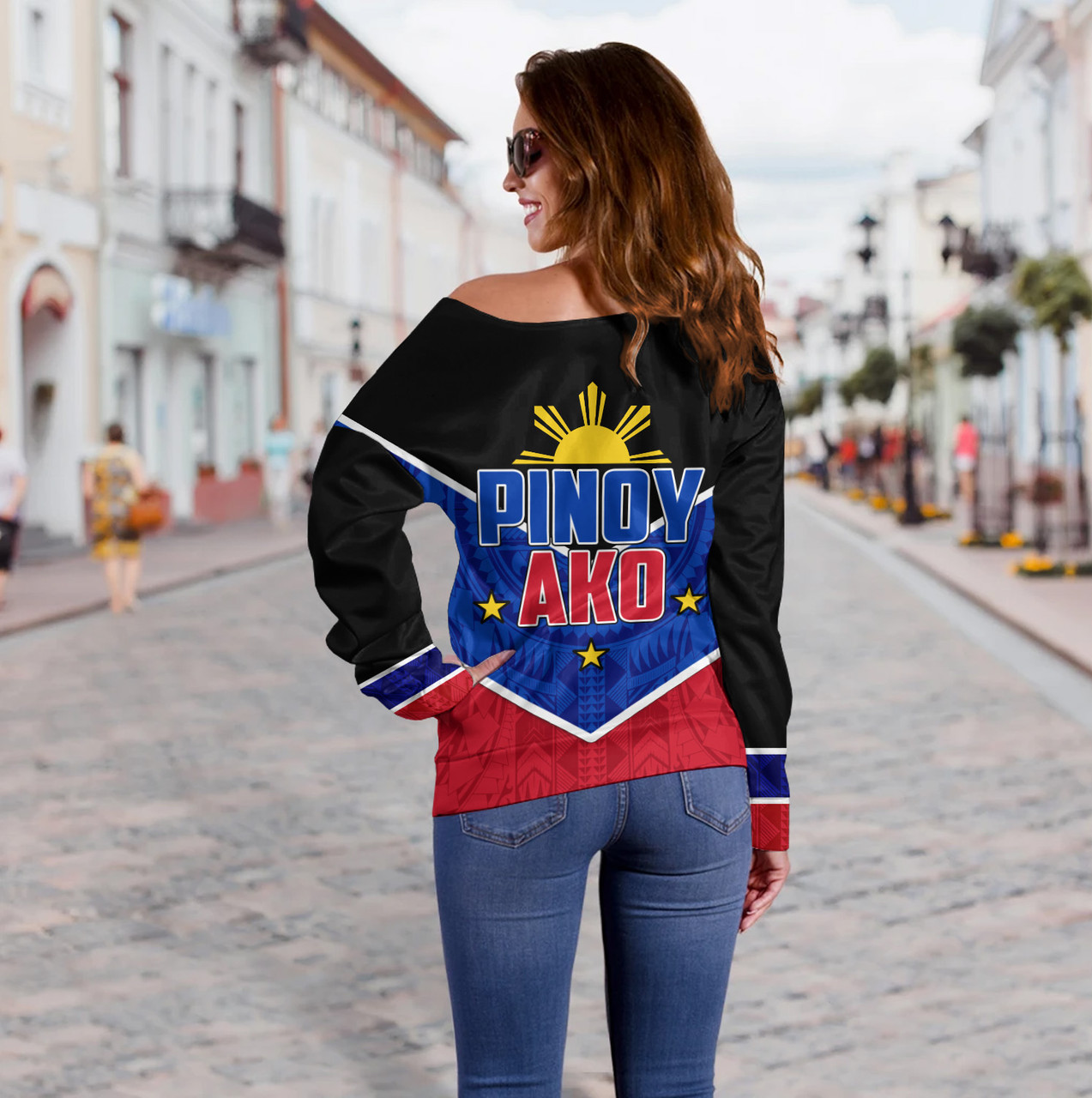 Philippines Filipinos Off Shoulder Sweatshirt Pinoy Ako Style