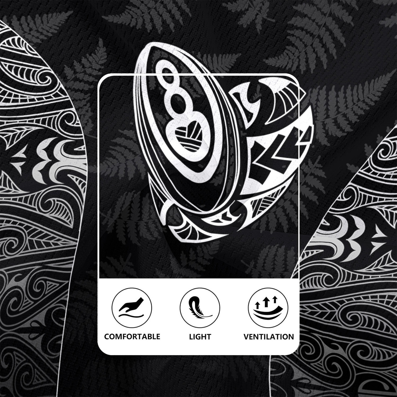 New Zealand Rugby Jersey Rugby Heart Maori Style Silver Fern