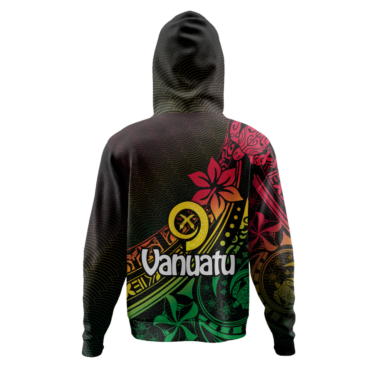 Vanuatu Hoodie Long God Yumi Stanap Flag Color Tribal Patterns Style