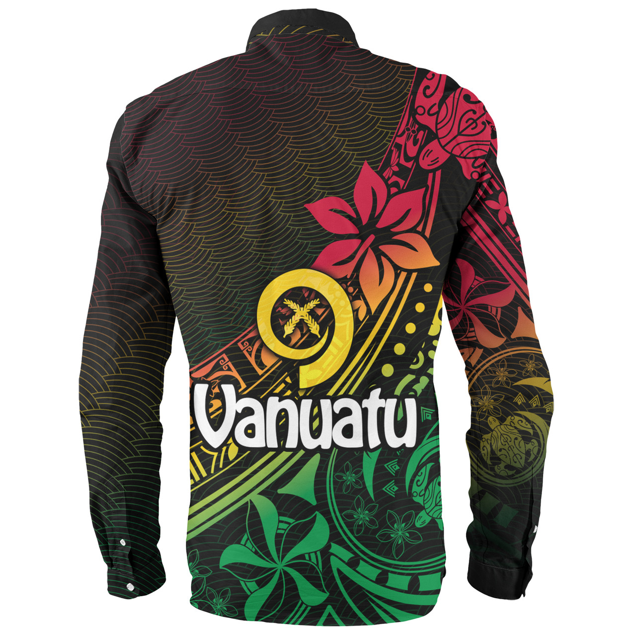 Vanuatu Long Sleeve Shirt  Long God Yumi Stanap Flag Color Tribal Patterns Style