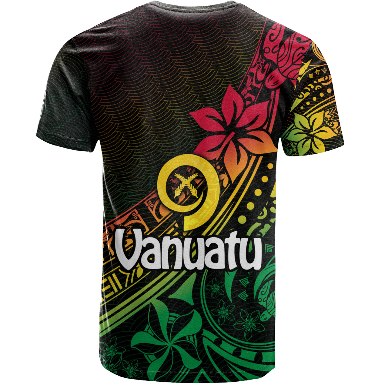 Vanuatu T-Shirt Long God Yumi Stanap Flag Color Tribal Patterns Style