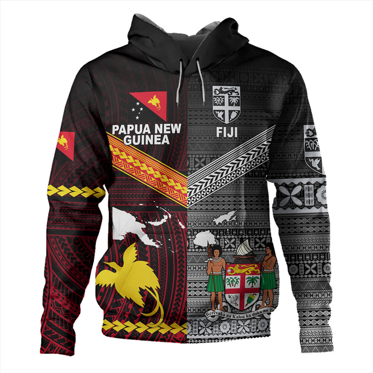 Fiji And Papua Hoodie Polynesian And Tapa Together