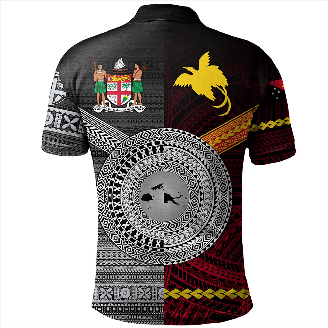 Fiji And Papua Polo Shirt Polynesian And Tapa Together