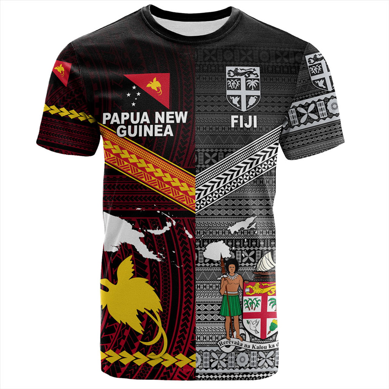 Fiji And Papua T-Shirt Polynesian And Tapa Together