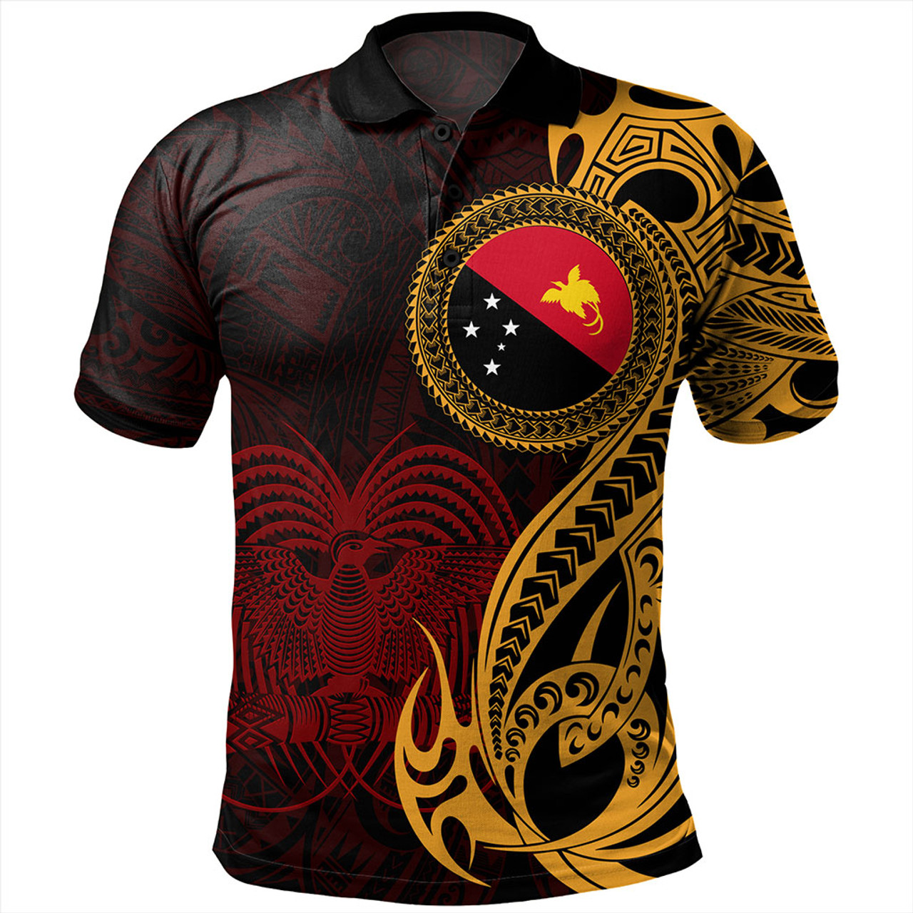 Papua New Guinea Polo Shirt PNG Tribal Tattoo Symbols