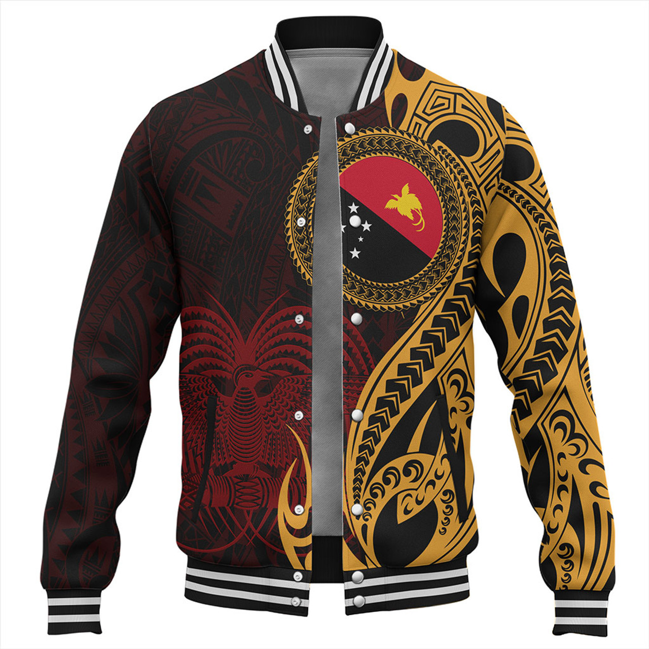 Papua New Guinea Baseball Jacket PNG Tribal Tattoo Symbols
