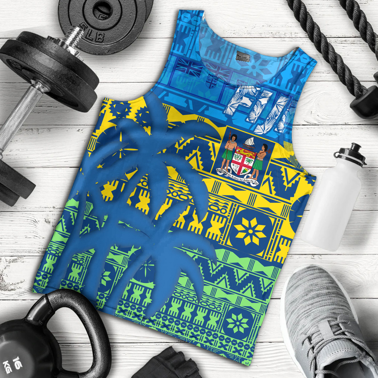 Fiji Tank Top Fijian Tapa Patterns Palm Tree Design