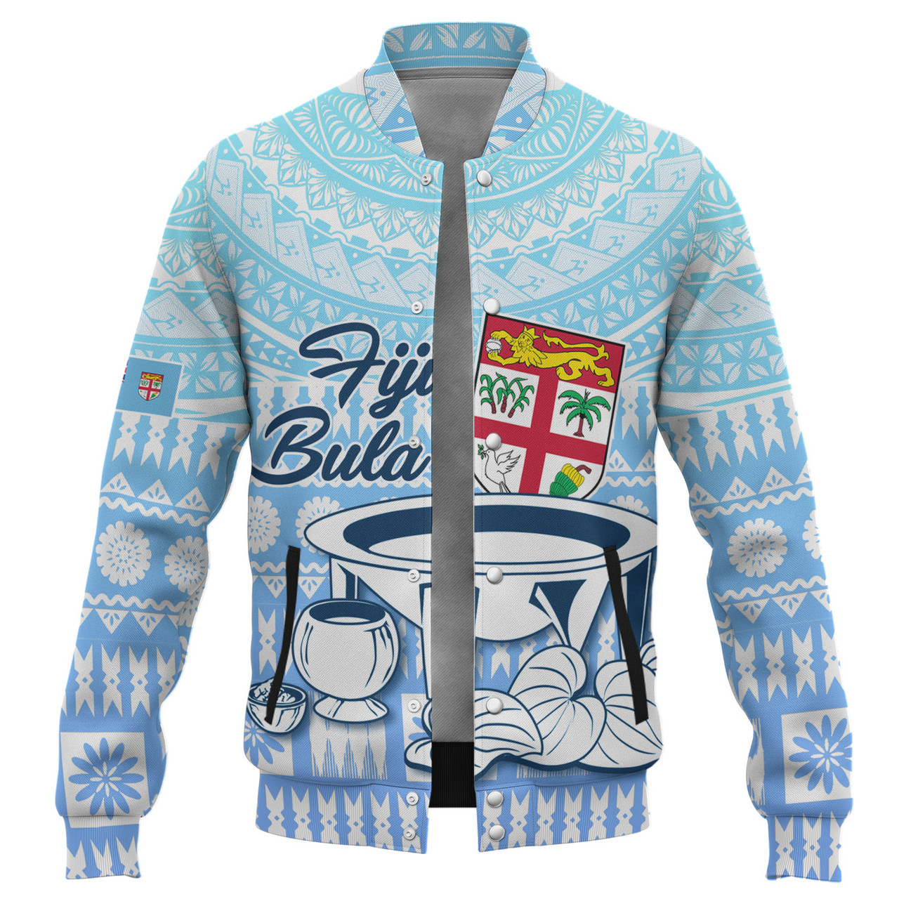 Fiji Baseball Jacket Kava Fiji Masi Patterns