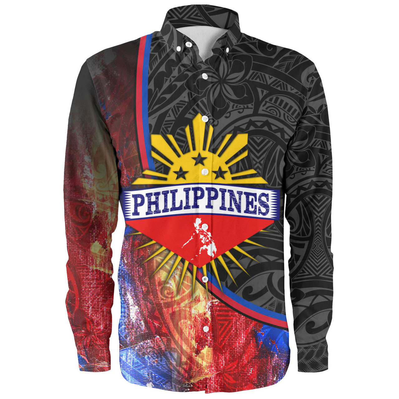 Philippines Filipinos Long Sleeve Shirt Filipinos Sun Grunge Background Style