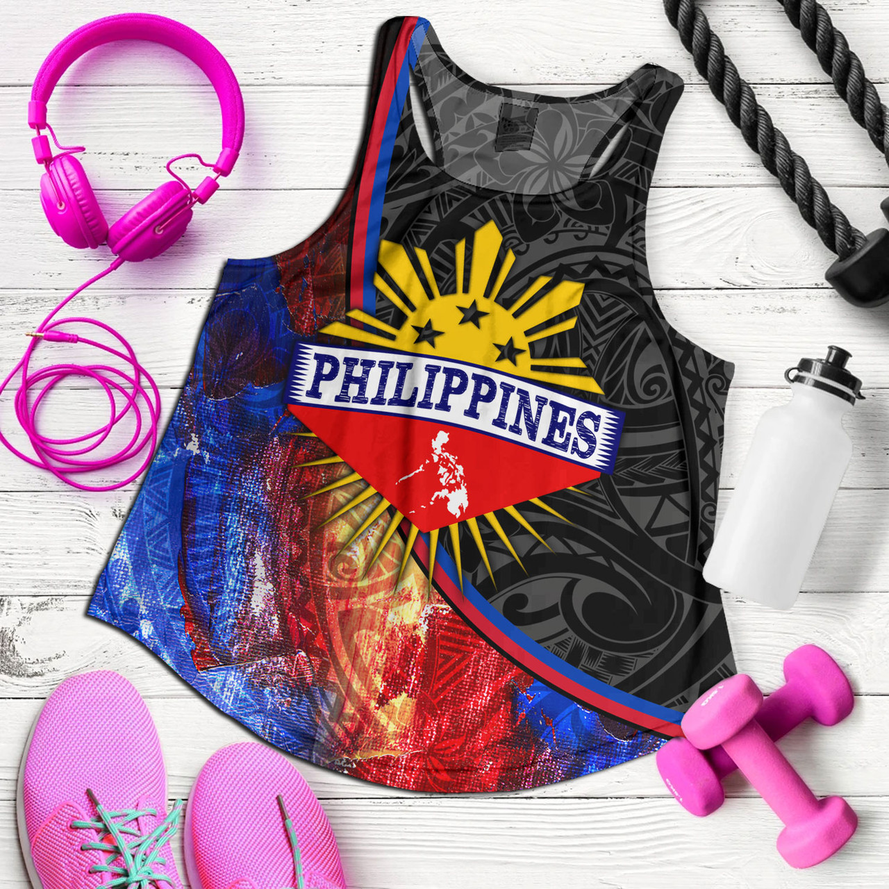 Philippines Filipinos Women Tank Filipinos Sun Grunge Background Style