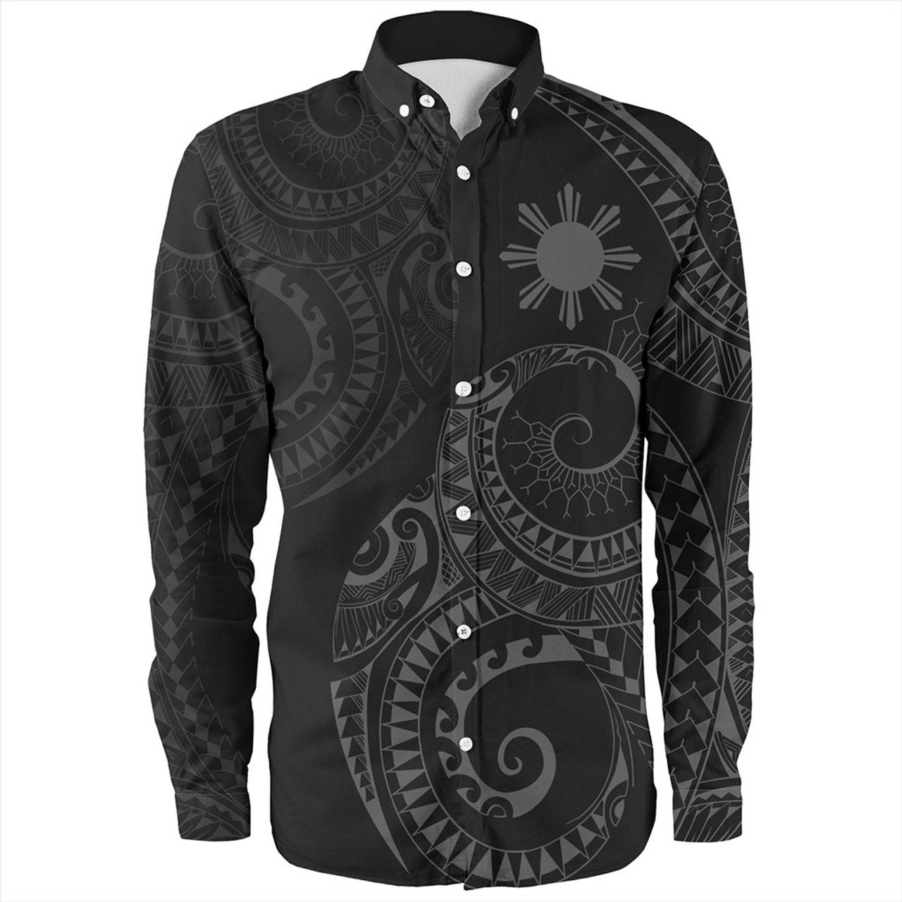 Philippines Filipinos Long Sleeve Shirt Sun Tribal Tattoo Design