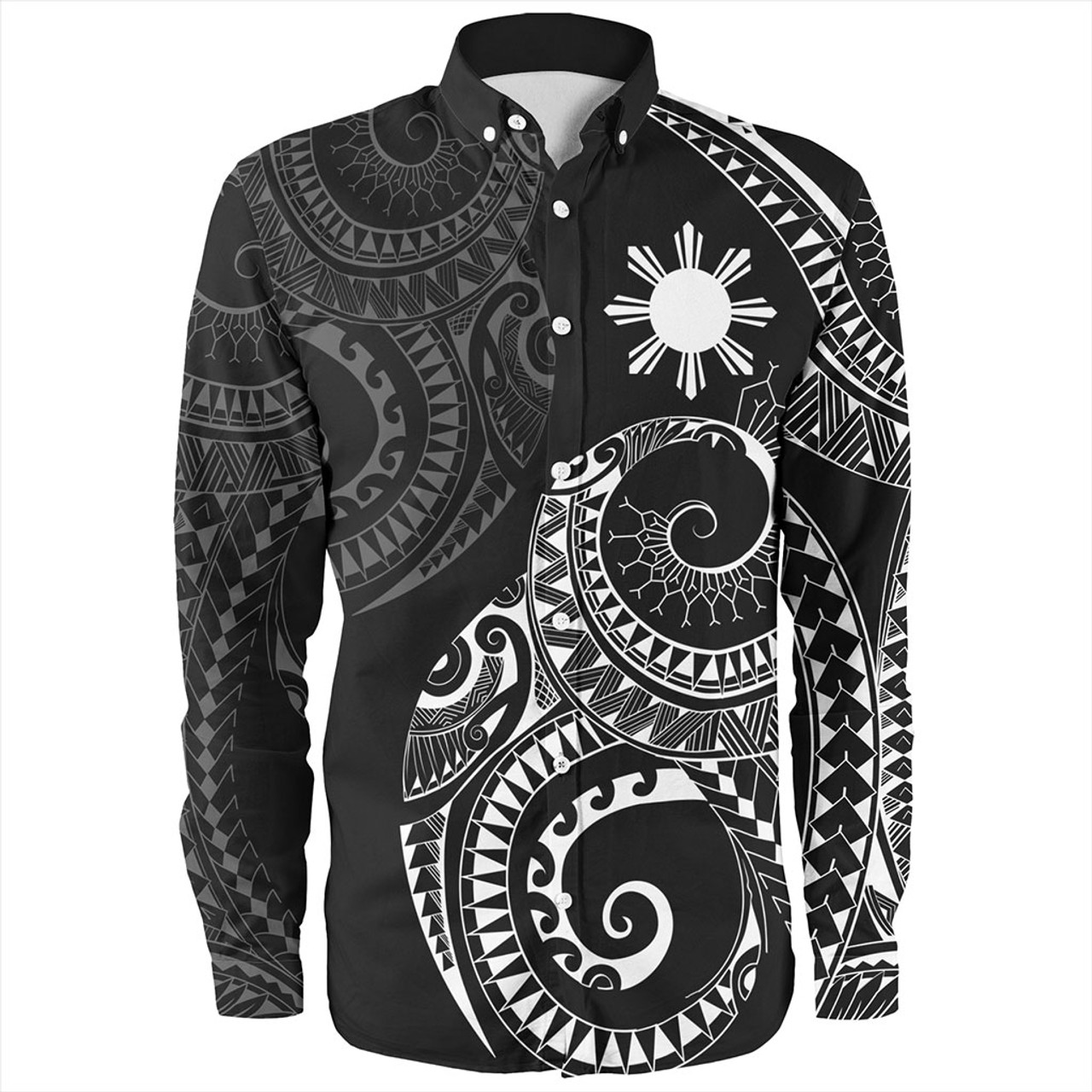 Philippines Filipinos Long Sleeve Shirt Sun Tribal Tattoo Design