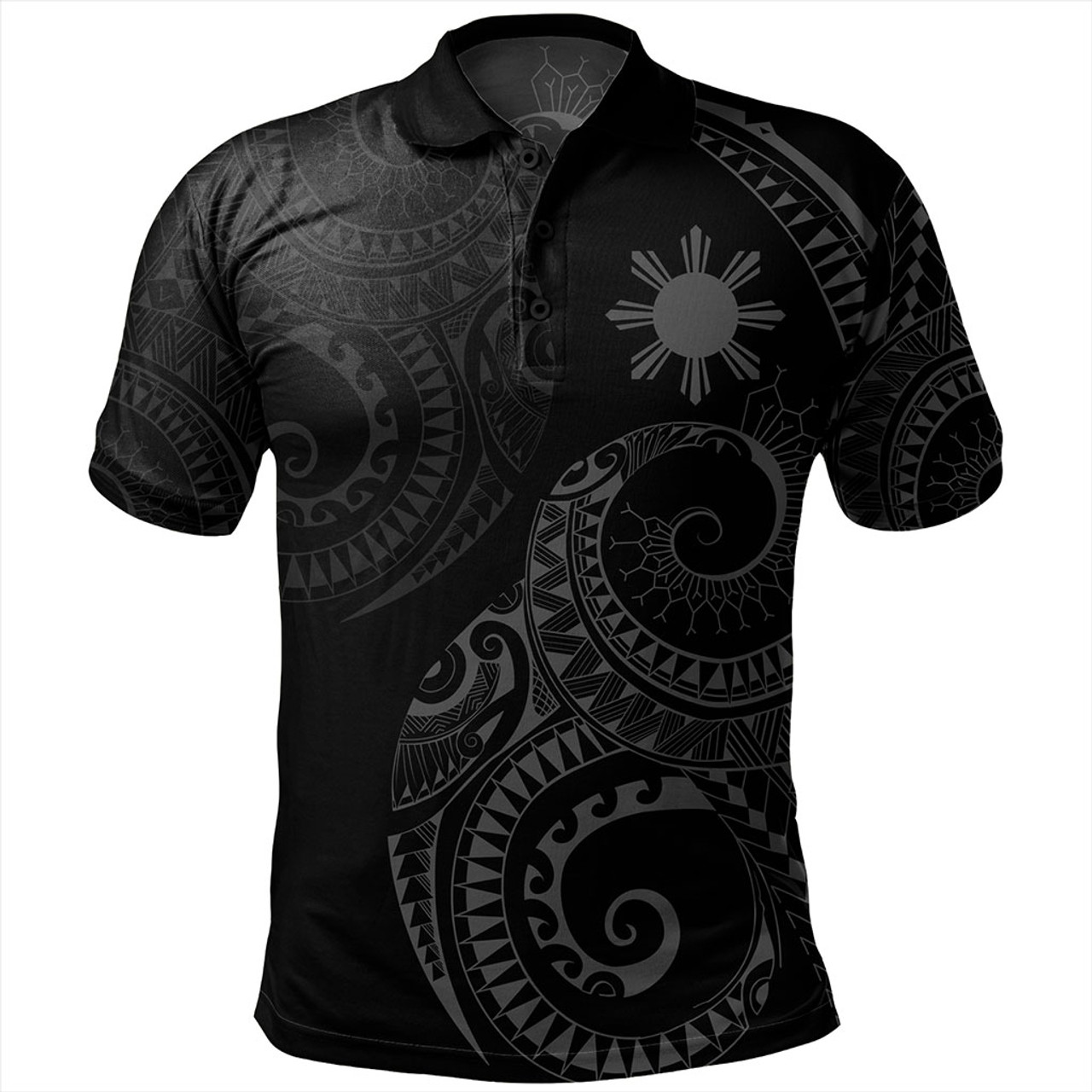 Philippines Filipinos Polo Shirt Sun Tribal Tattoo Design