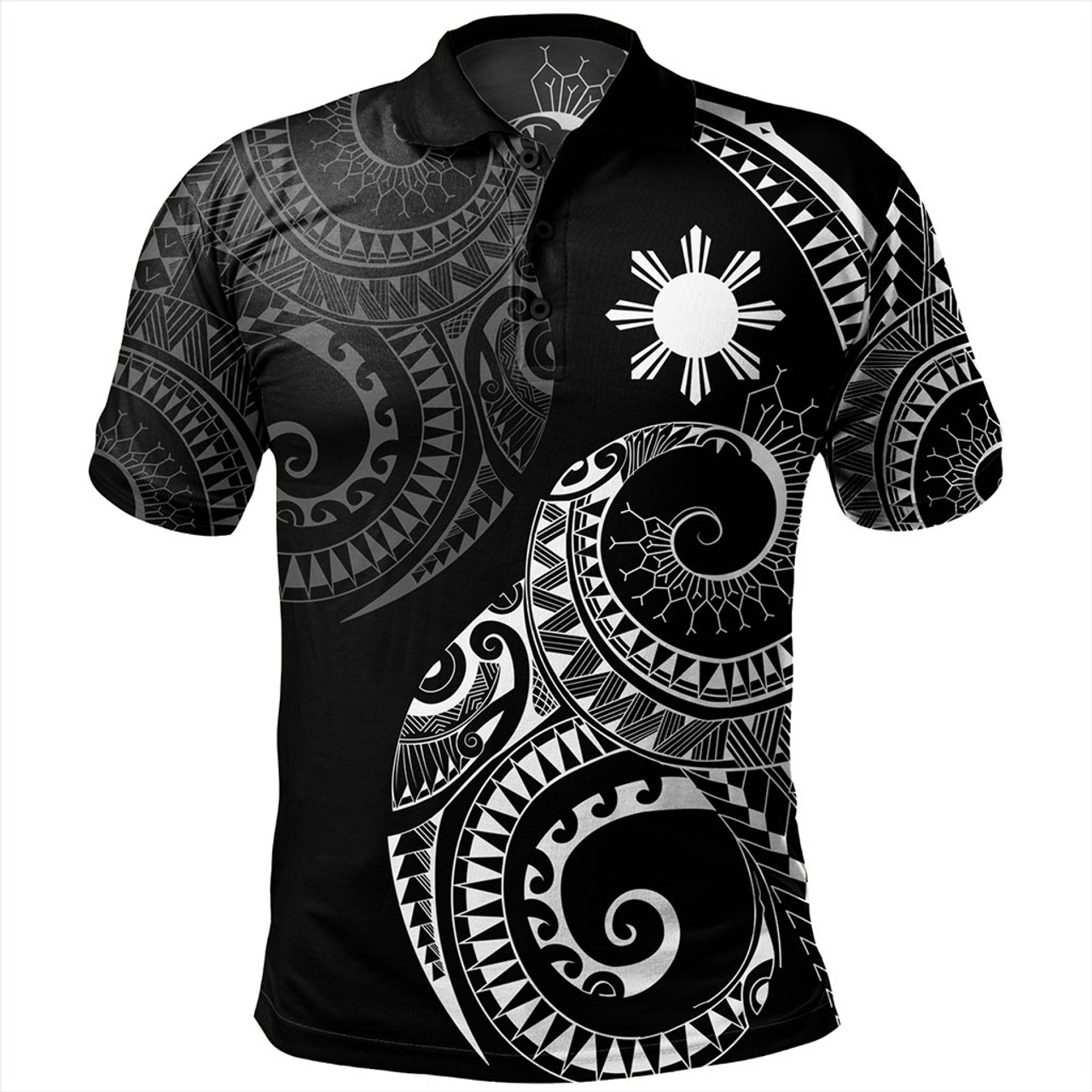 Philippines Filipinos Polo Shirt Sun Tribal Tattoo Design