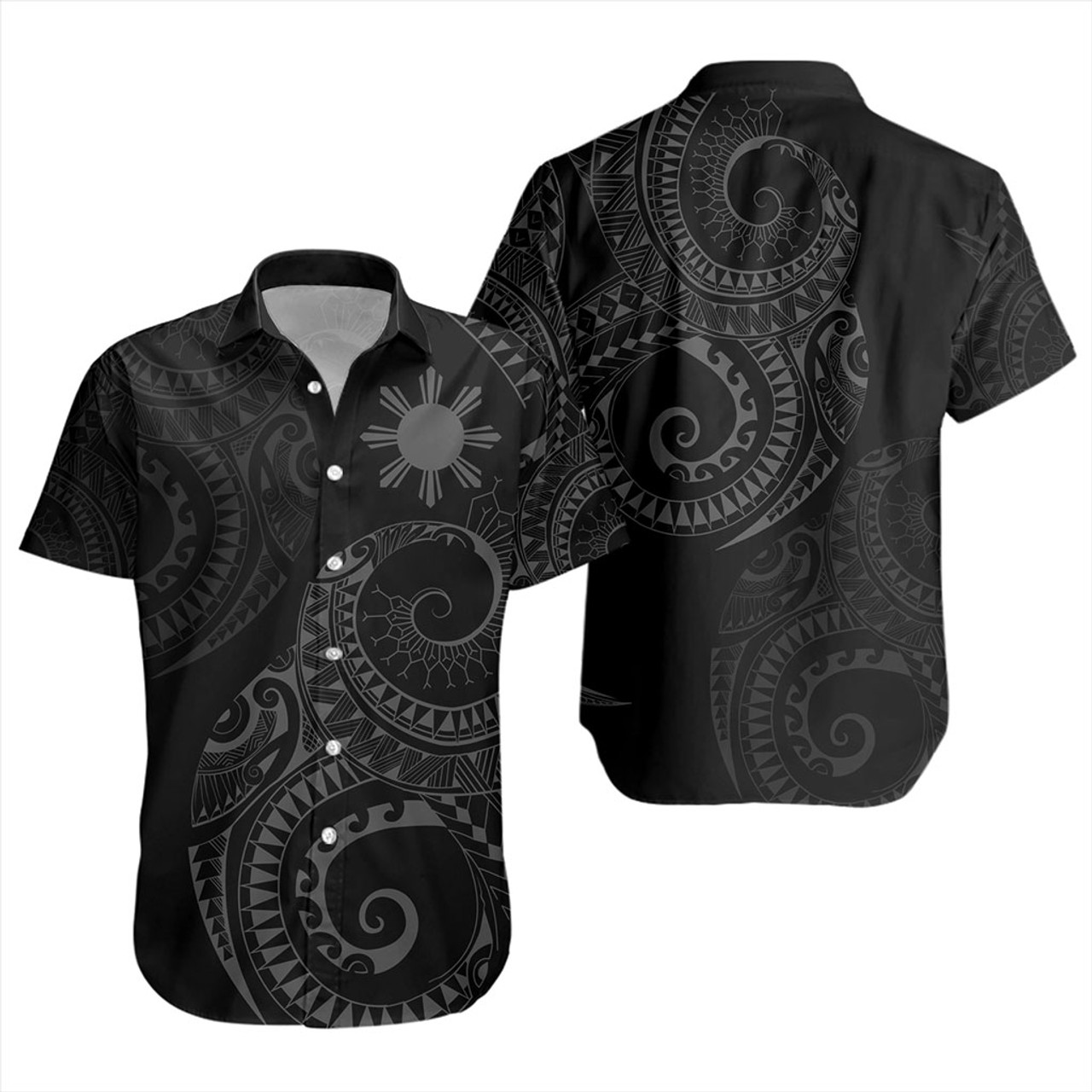 Philippines Filipinos Short Sleeve Shirt Sun Tribal Tattoo Design