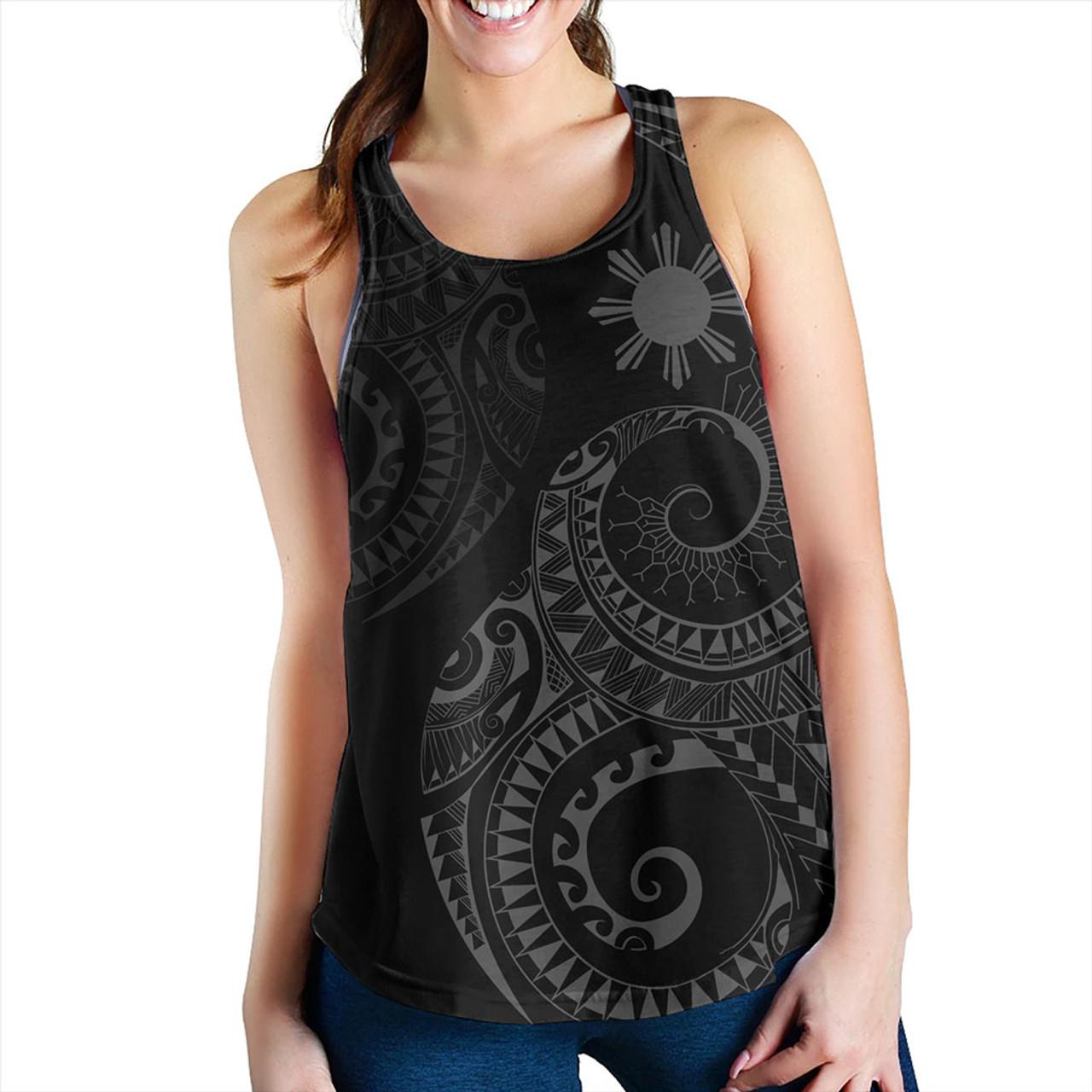 Philippines Filipinos Women Tank Sun Tribal Tattoo Design