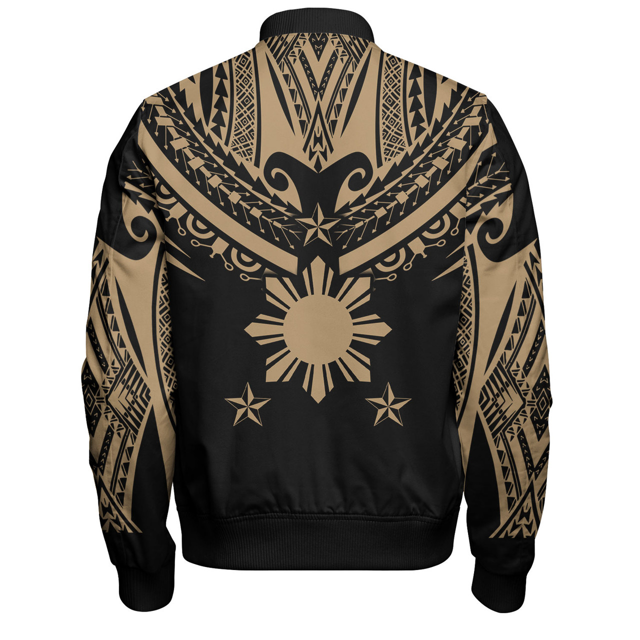 Philippines Filipinos Bomber Jacket Filipinos Sun Tribal Tattoo Gold Color Style