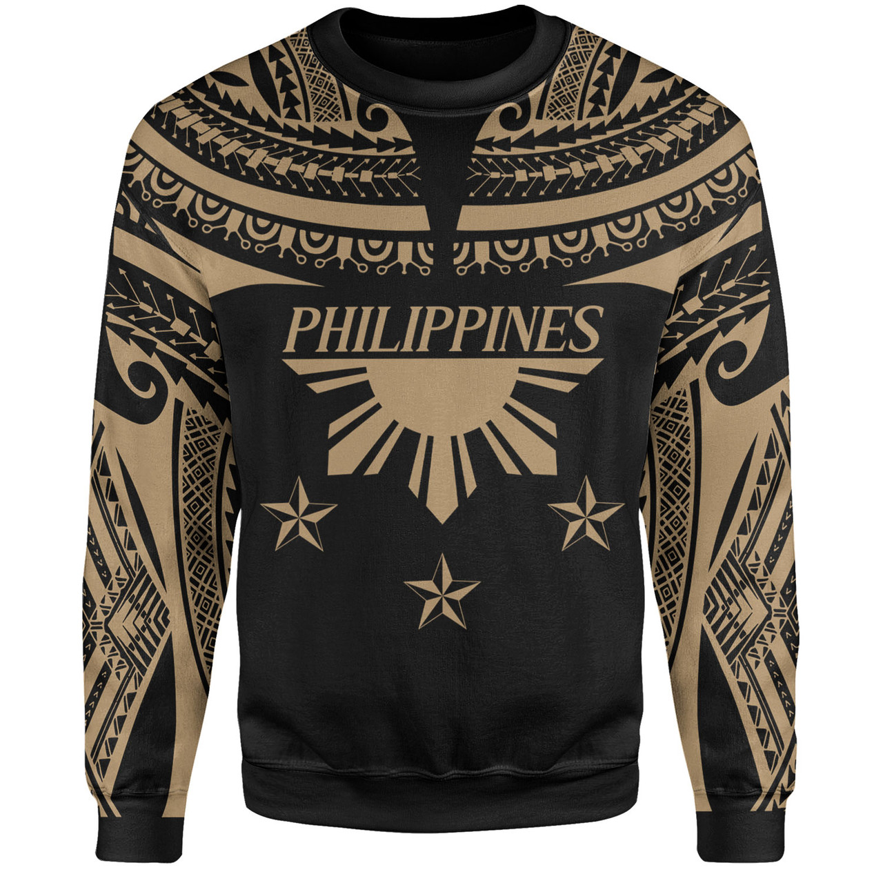 Philippines Filipinos Sweatshirt Filipinos Sun Tribal Tattoo Gold Color Style