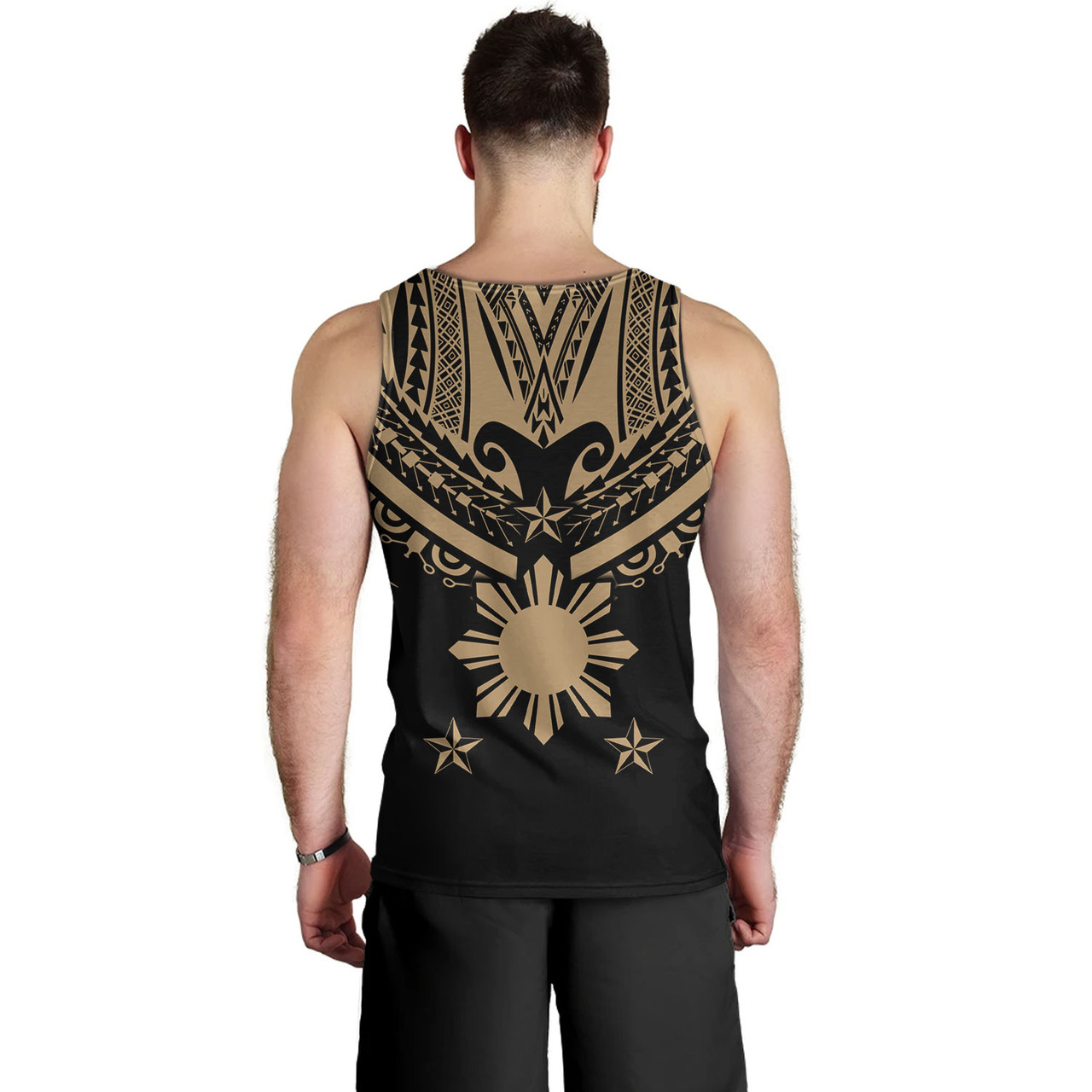 Philippines Filipinos Tank Top Filipinos Sun Tribal Tattoo Gold Color Style