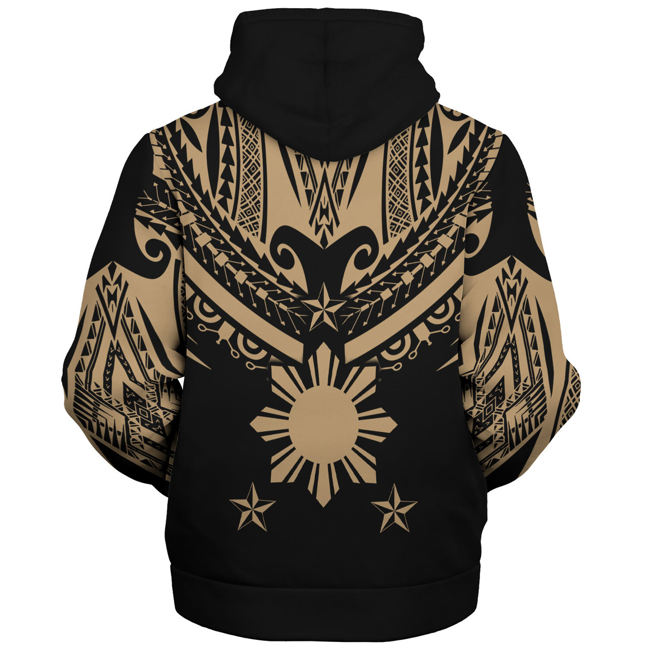 Philippines Filipinos Sherpa Hoodie Filipinos Sun Tribal Tattoo Gold Color Style