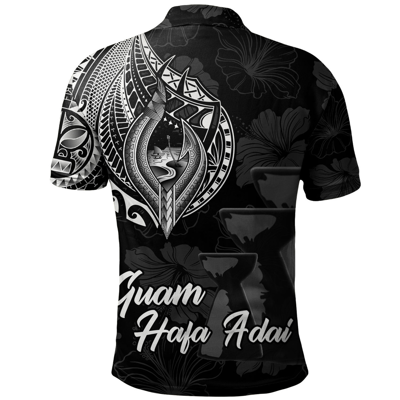 Guam Polo Shirt Hafa Adai Guam Seal Half Sleeve Tattoo