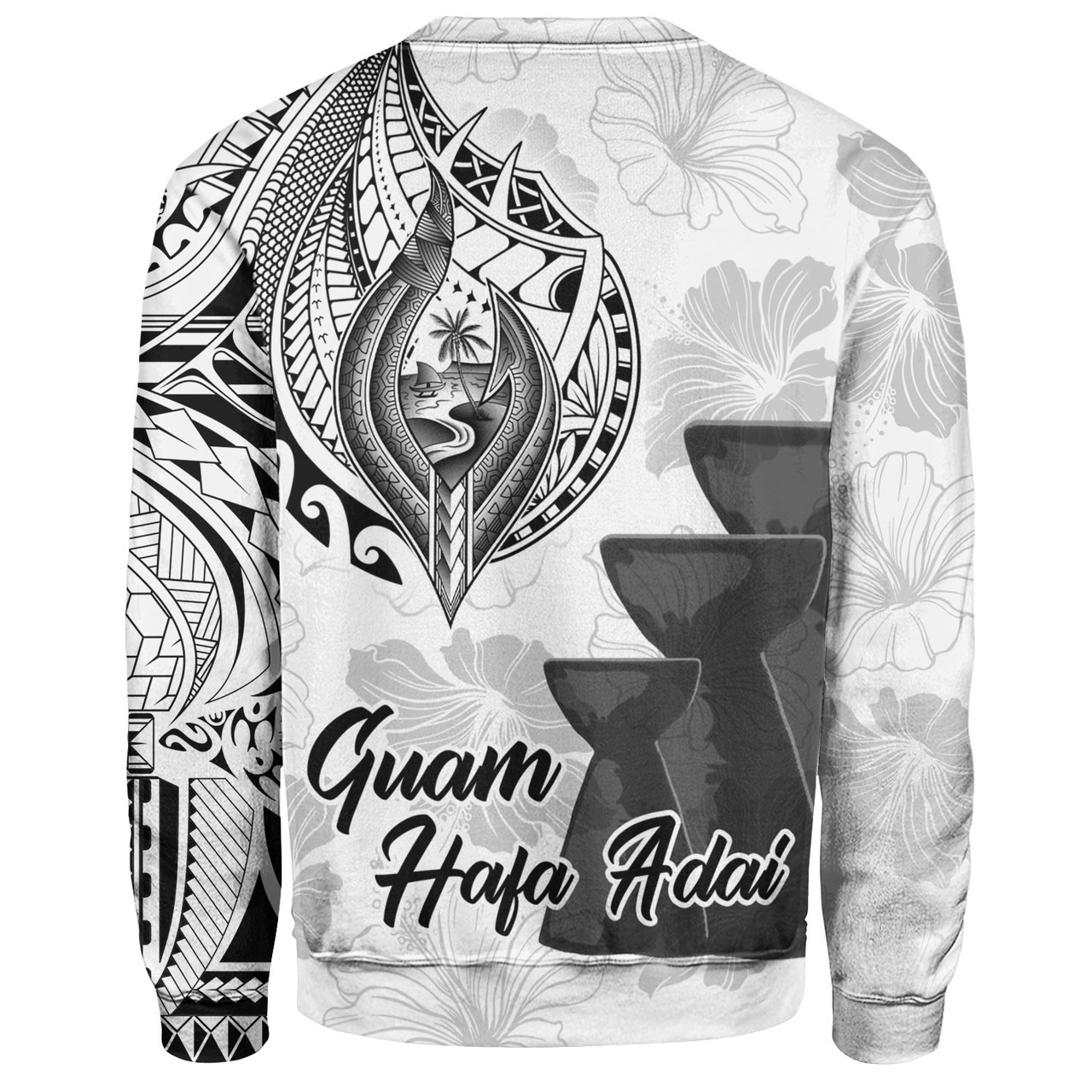 Guam Sweatshirt Hafa Adai Guam Seal Half Sleeve Tattoo