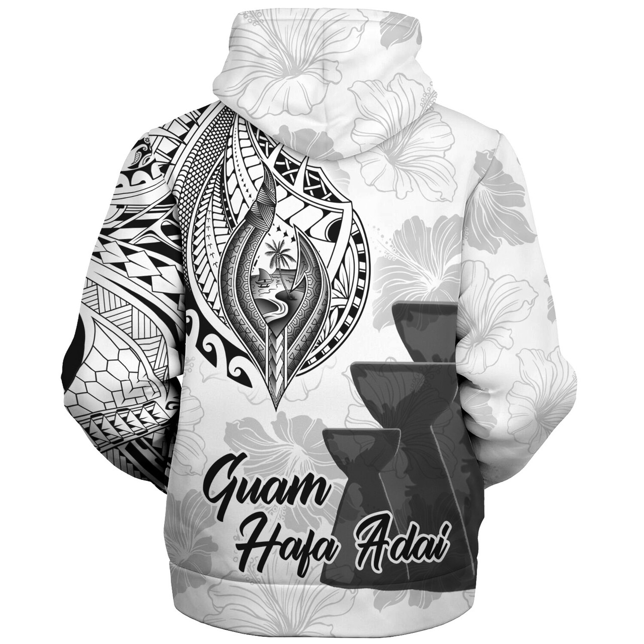 Guam Sherpa Hoodie Hafa Adai Guam Seal Half Sleeve Tattoo