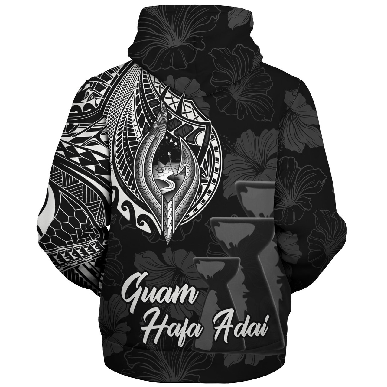 Guam Sherpa Hoodie Hafa Adai Guam Seal Half Sleeve Tattoo