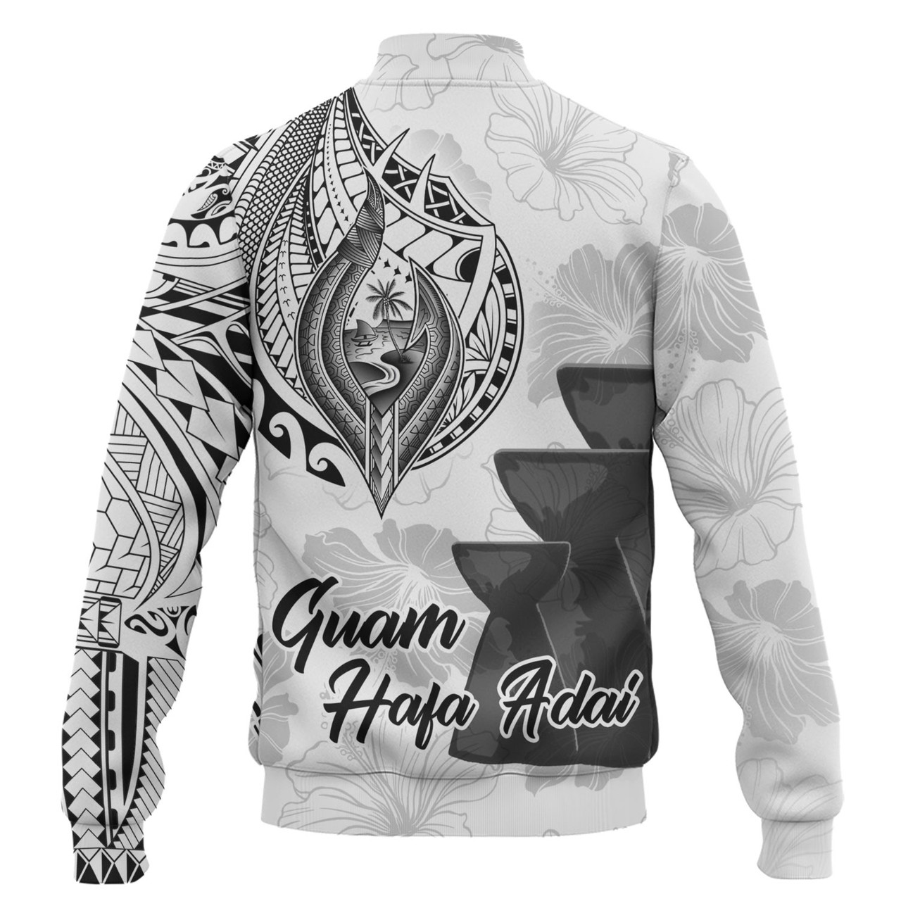 Guam Baseball Jacket Hafa Adai Guam Seal Half Sleeve Tattoo