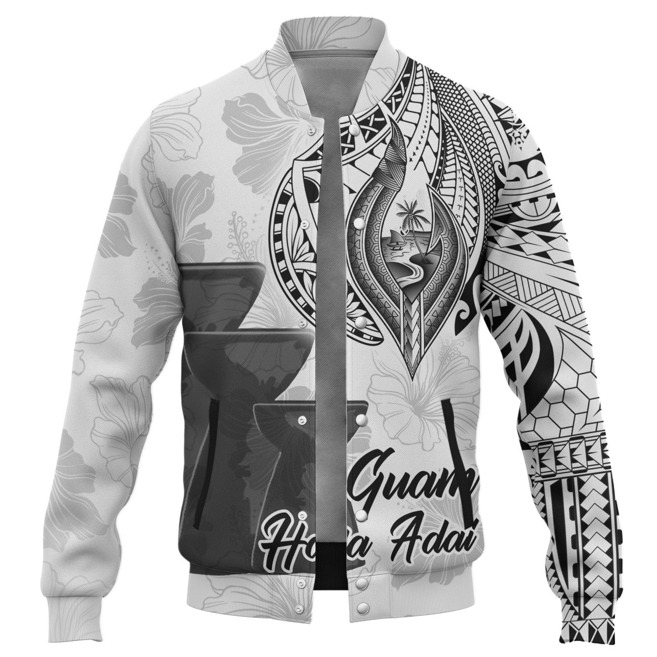 Guam Baseball Jacket Hafa Adai Guam Seal Half Sleeve Tattoo