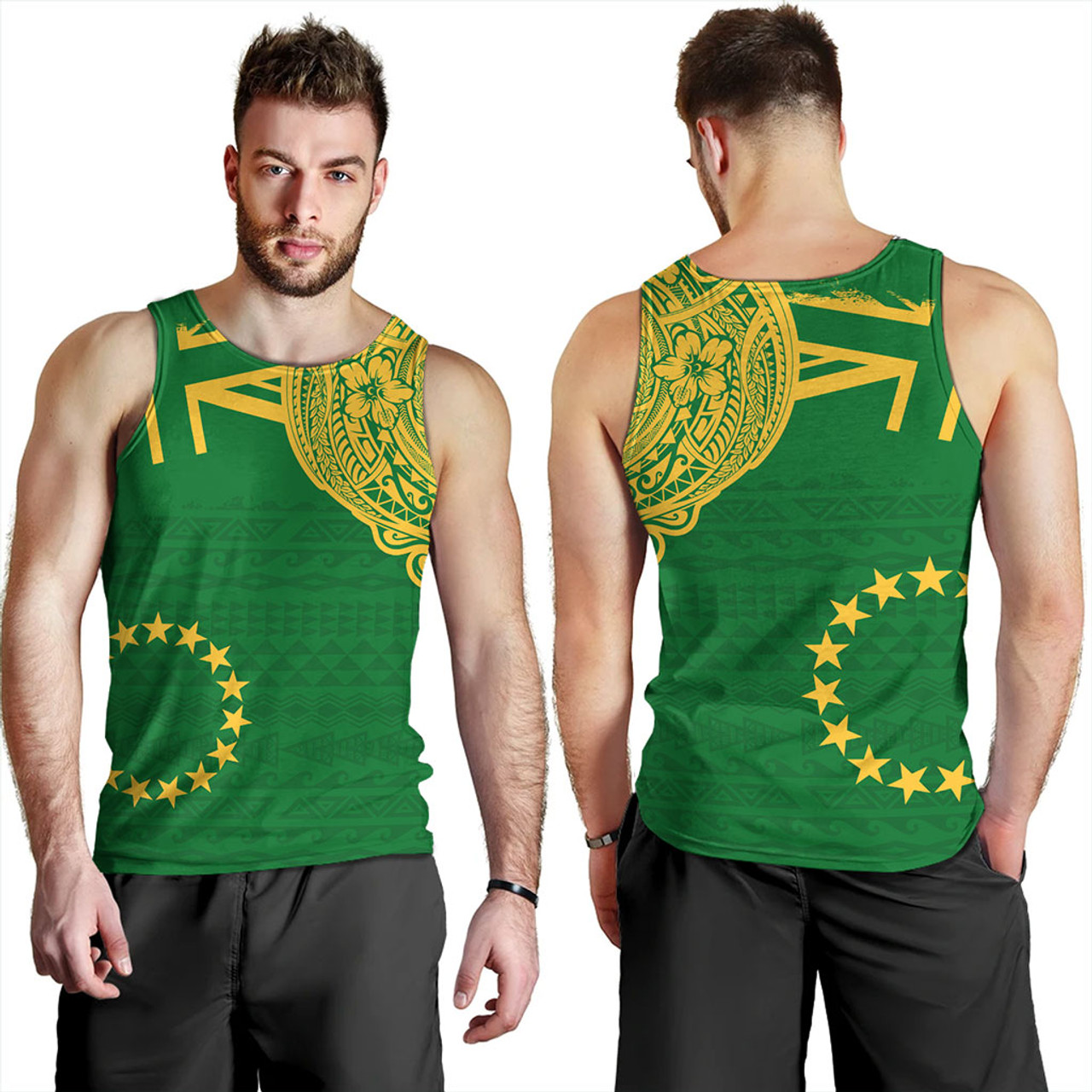 Cook Islands Tank Top Tribal Flag With Coat Of Arms