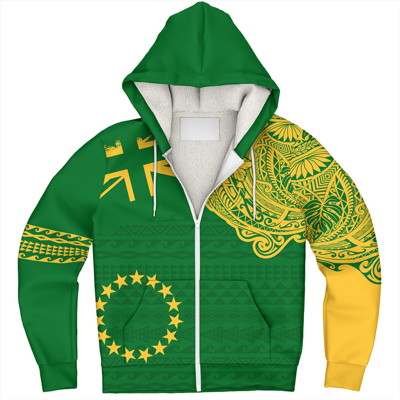 Cook Islands Sherpa Hoodie Tribal Flag With Coat Of Arms