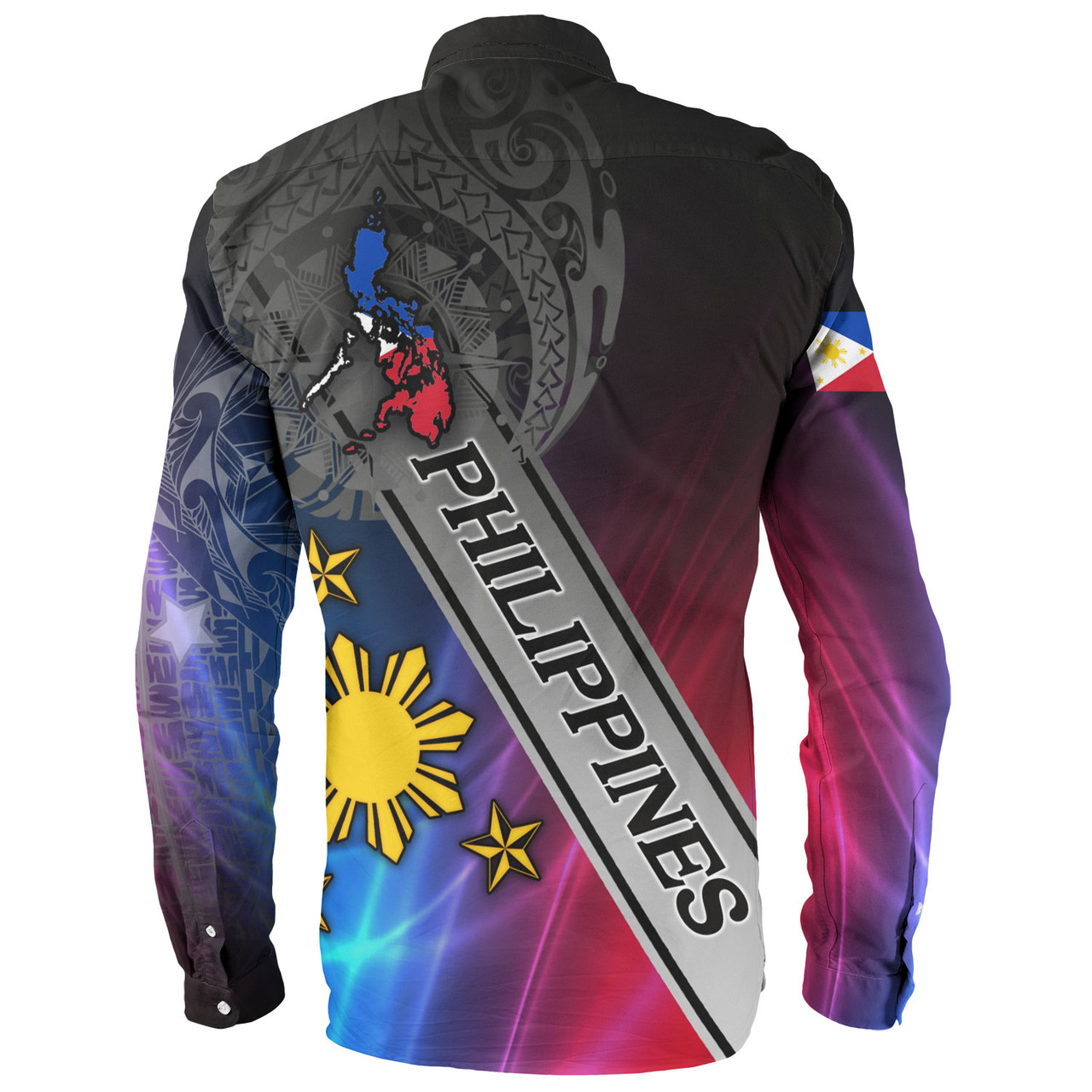 Philippines Filipinos Long Sleeve Shirt Seal Map Curve Style