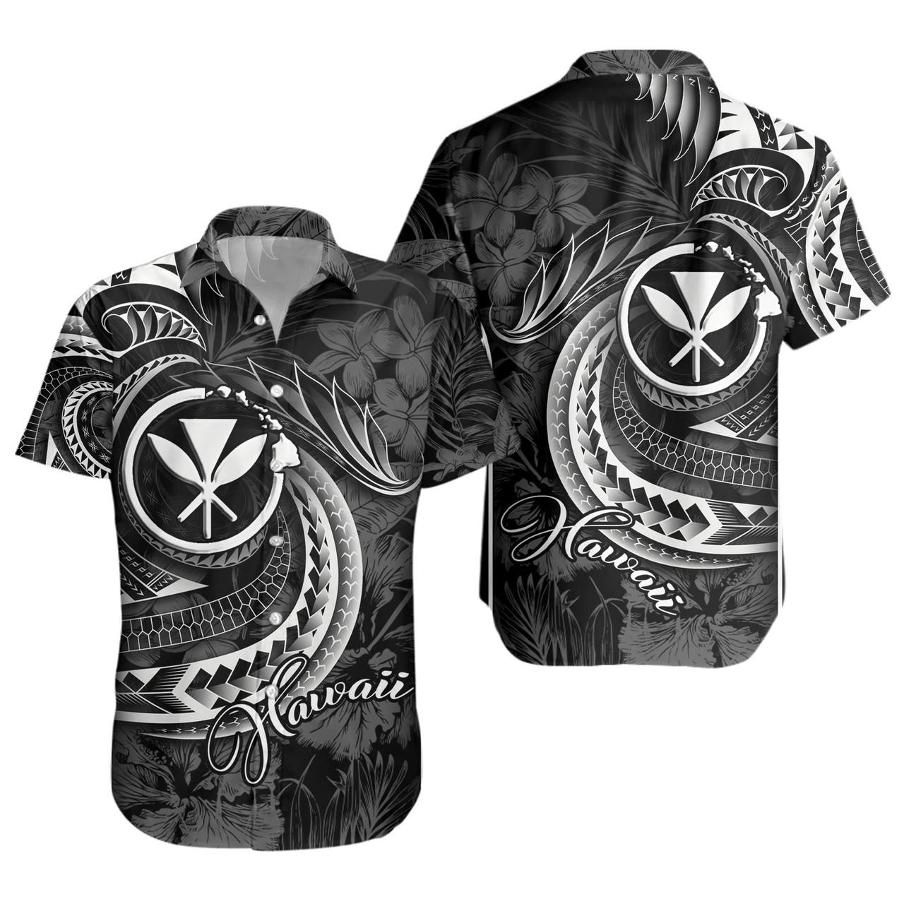Hawaii Custom Personalised Short Sleeve Shirt Polynesian Patterns Tropical Flowers Curve Style