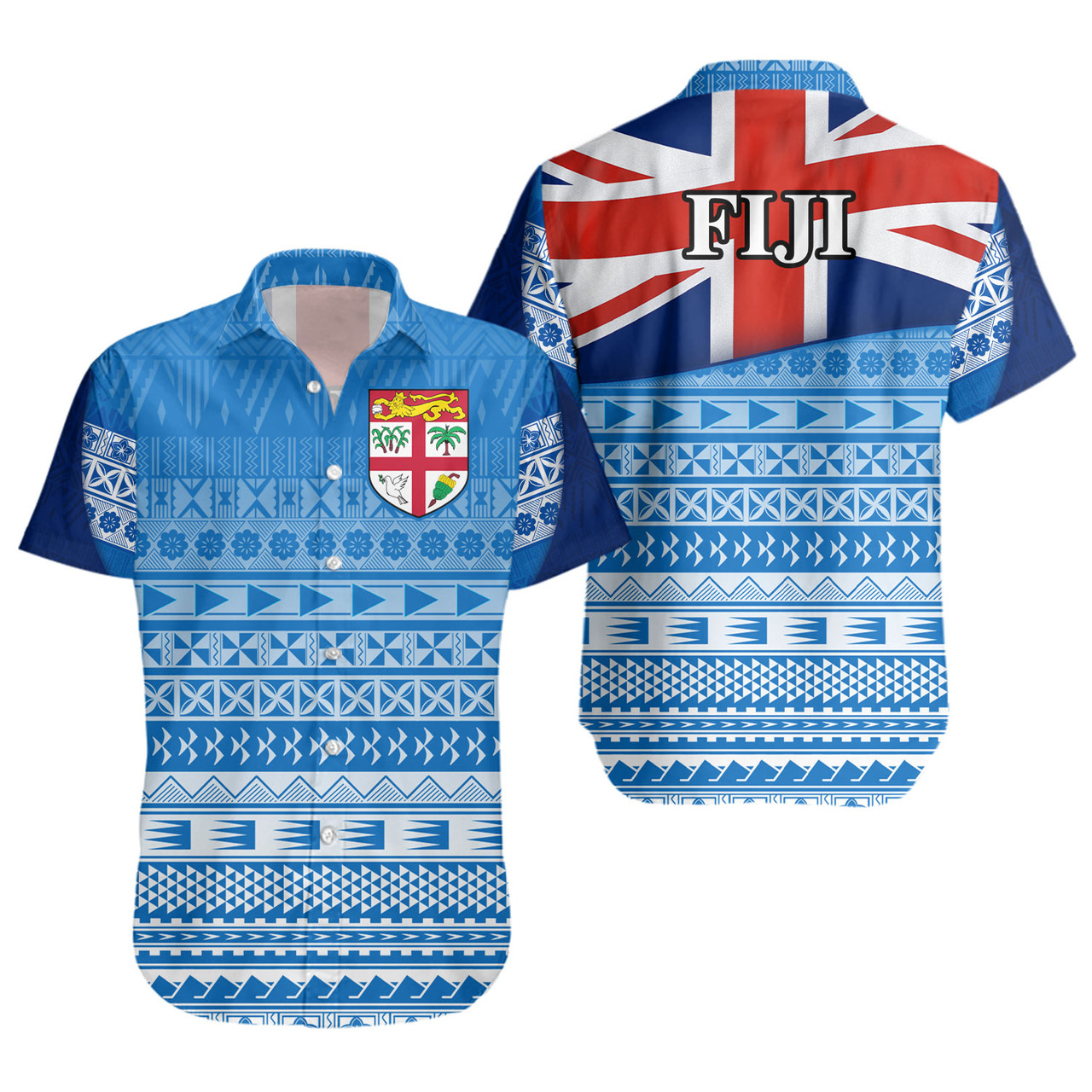 Fiji Short Sleeve Shirt Tapa Fijian Seamless Pattern