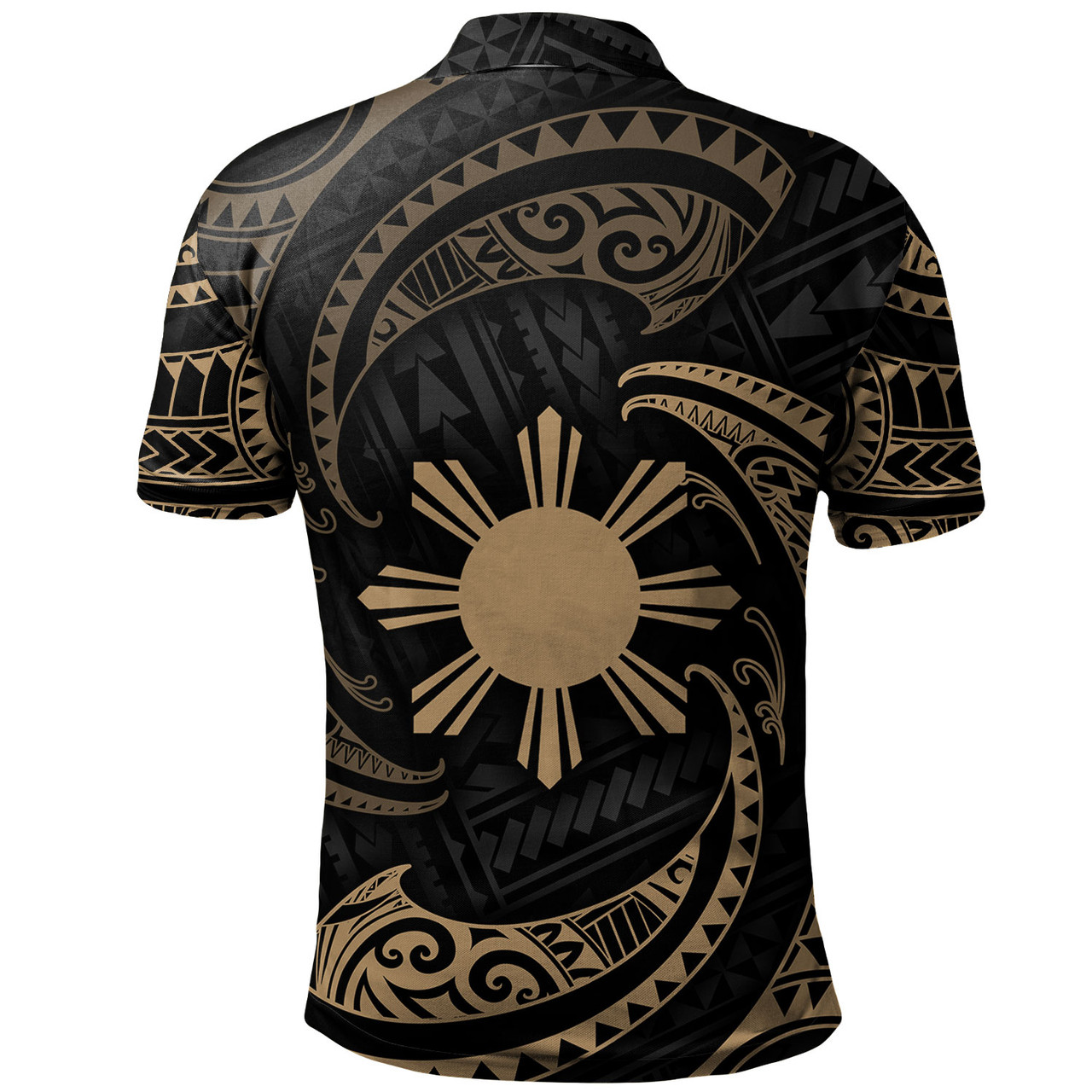 Philippines Filipinos Polo Shirt Gold Tribal Wave