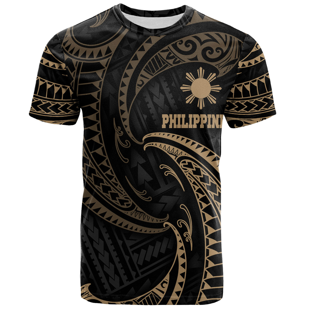 Philippines Filipinos T-Shirt Gold Tribal Wave