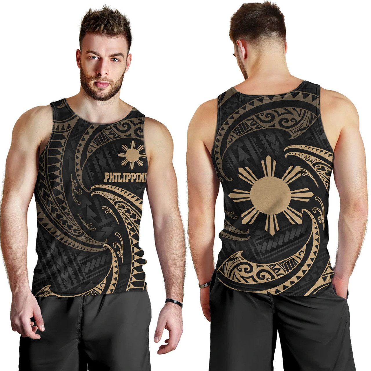 Philippines Filipinos Tank Top Gold Tribal Wave