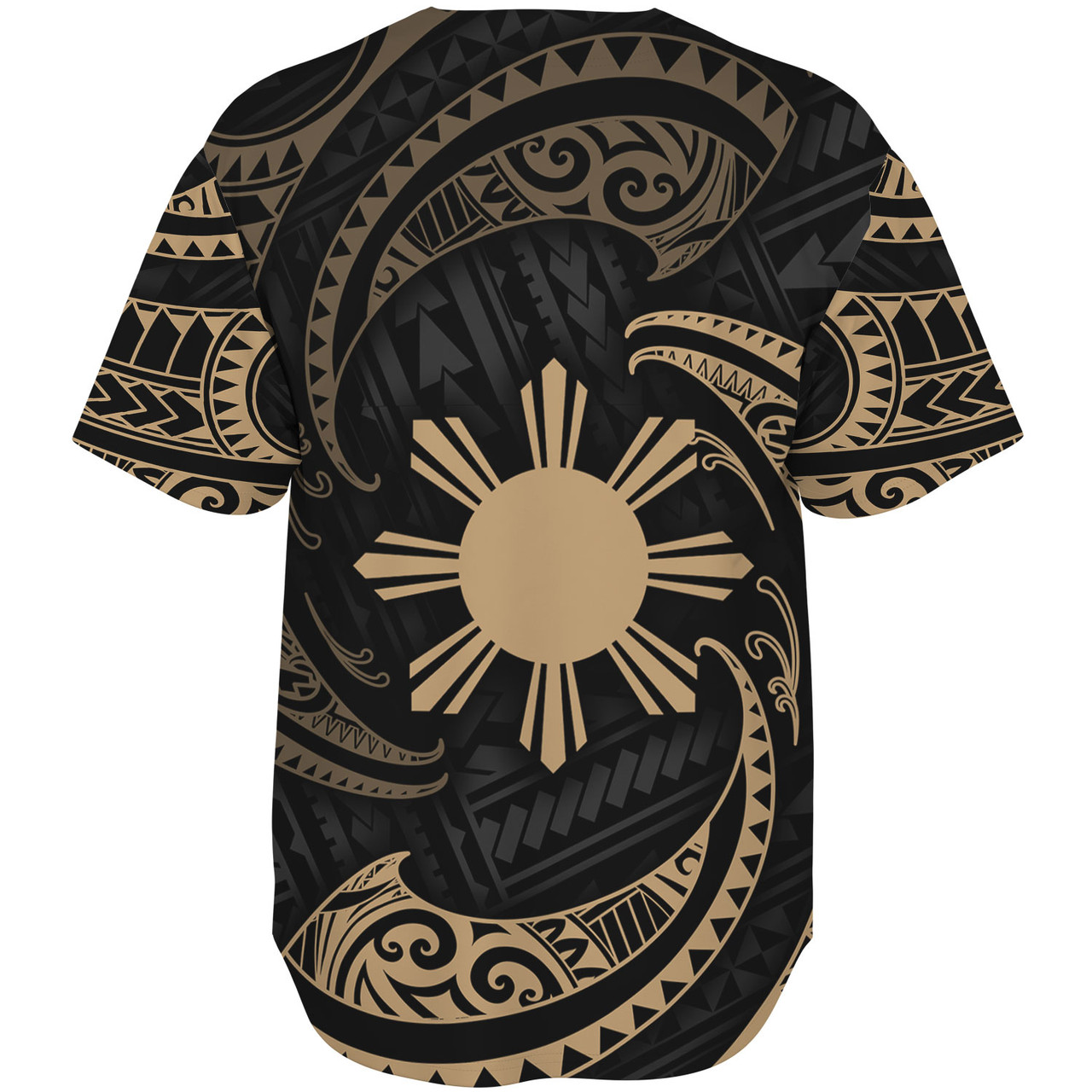 Philippines Filipinos Baseball Shirt Gold Tribal Wave