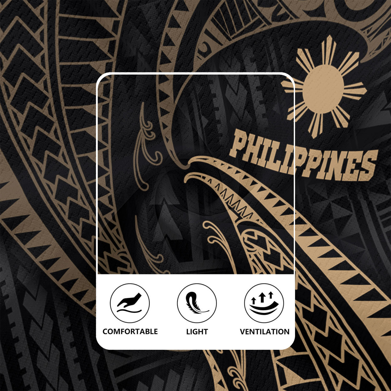 Philippines Filipinos Rugby Jersey Gold Tribal Wave