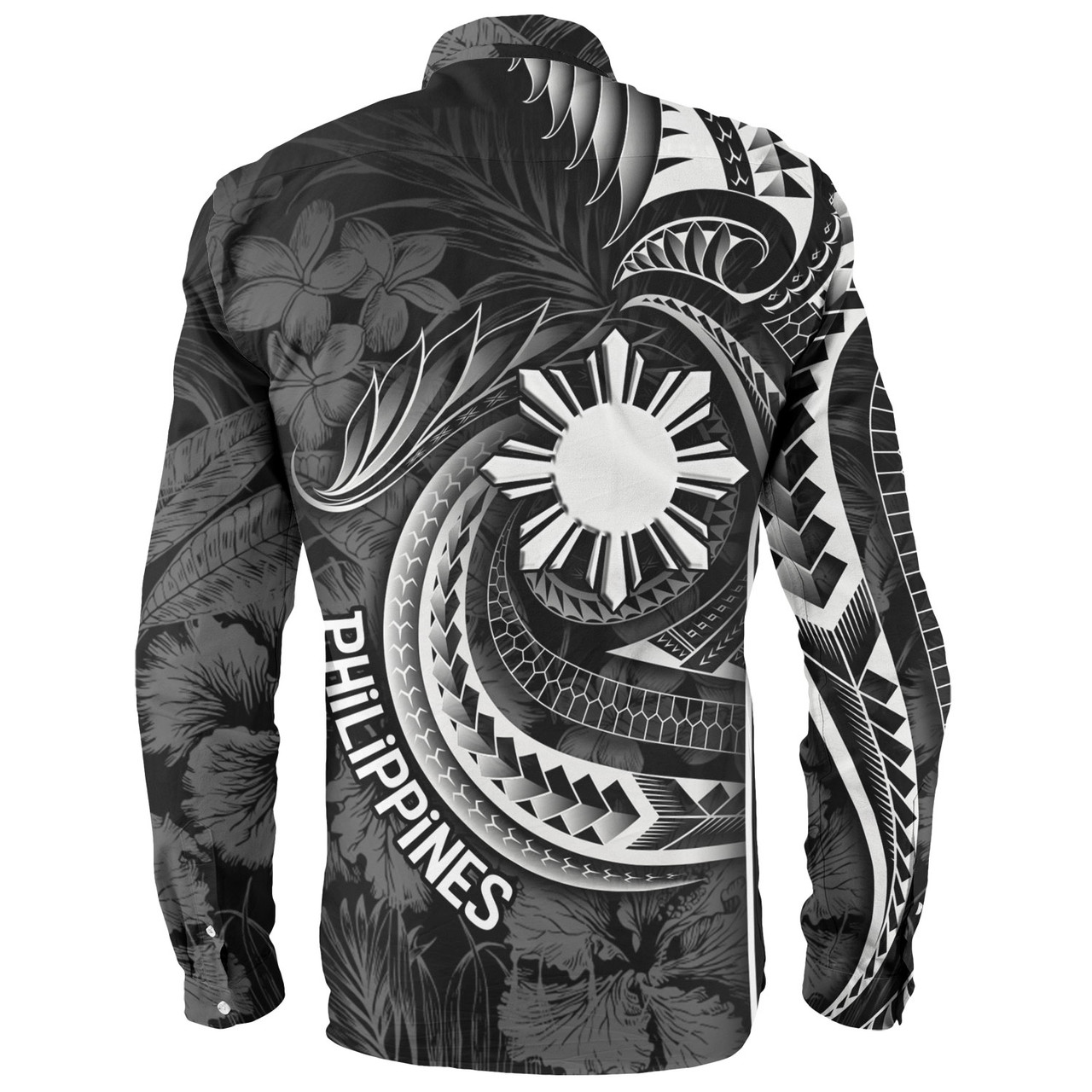 Philippines Filipinos Custom Personalised Long Sleeve Shirt Sun Tribal Patterns Tropical Flowers Curve Style