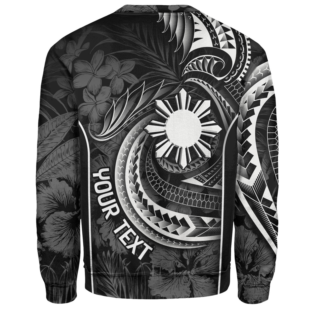 Philippines Filipinos Custom Personalised Sweatshirt Sun Tribal Patterns Tropical Flowers Curve Style