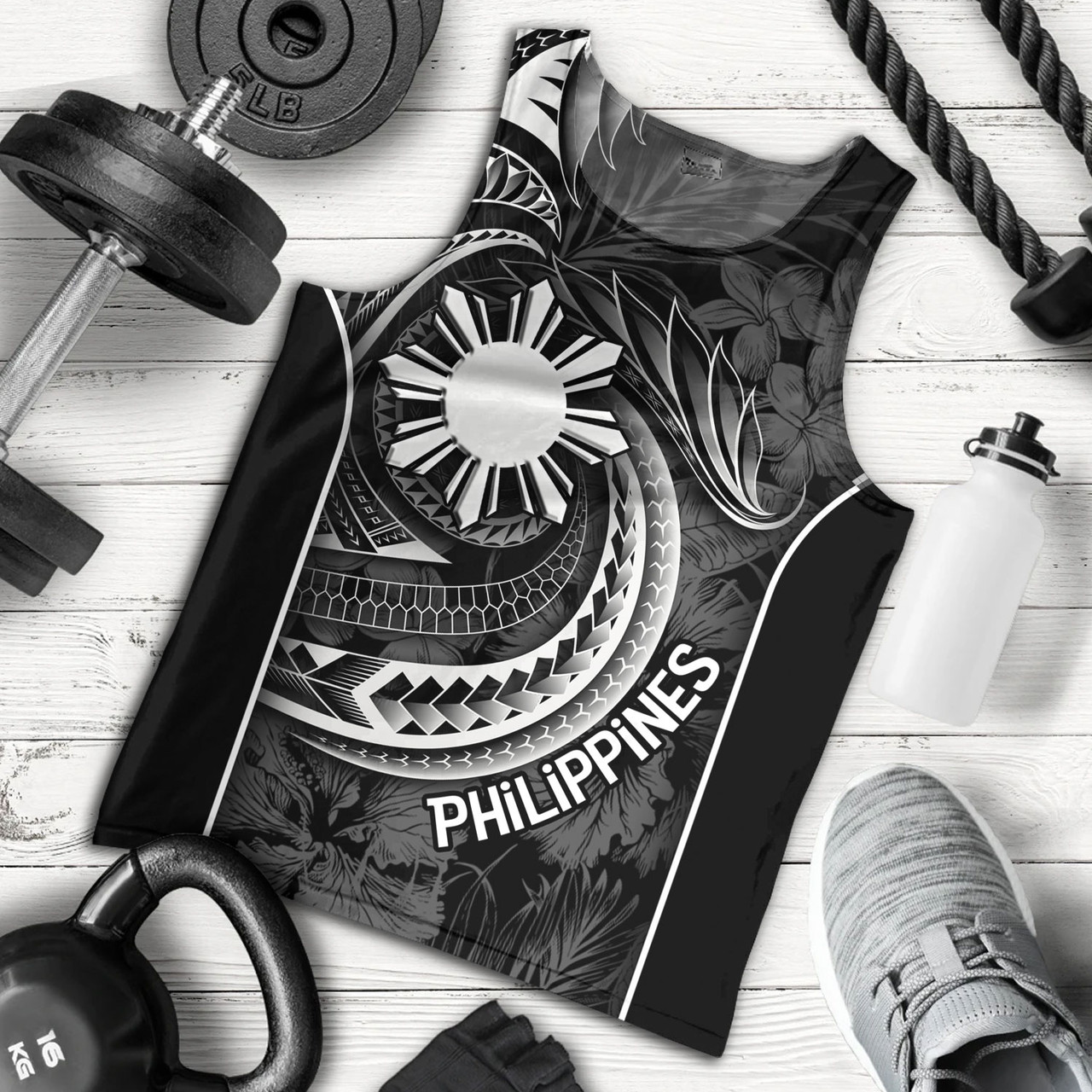 Philippines Filipinos Custom Personalised Tank Top Sun Tribal Patterns Tropical Flowers Curve Style