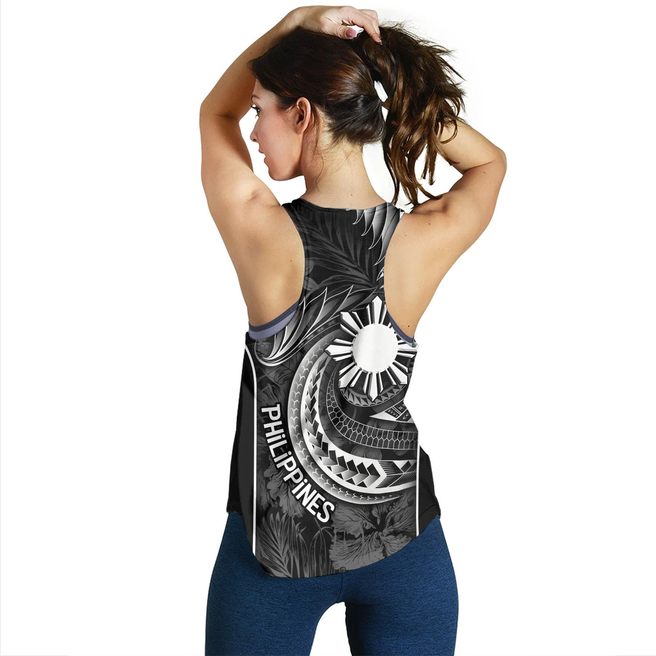Philippines Filipinos Custom Personalised  Women Tank Sun Tribal Patterns Tropical Flowers Curve Style