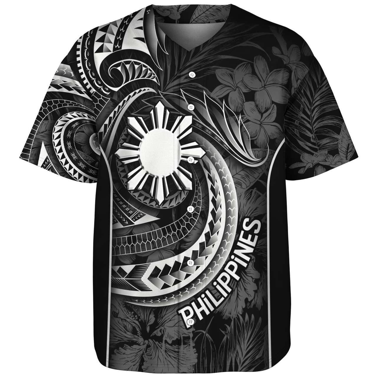 Philippines Filipinos Custom Personalised Baseball Shirt Sun Tribal Patterns Tropical Flowers Curve Style