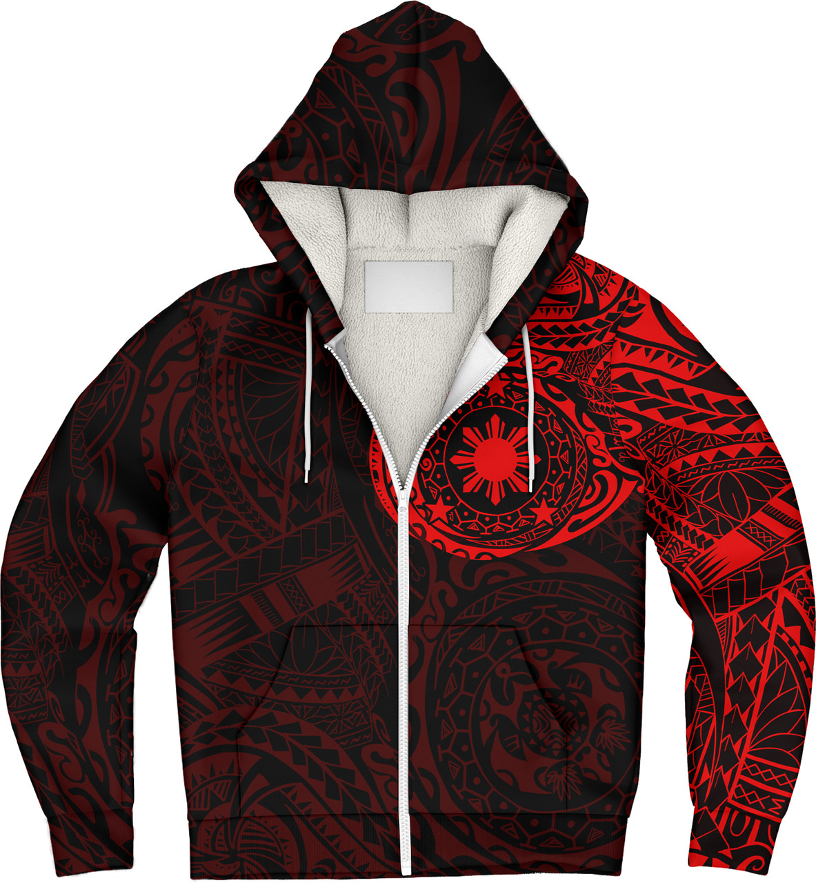 Philippines Filipinos Polynesian Tattoo Style Sherpa Hoodie