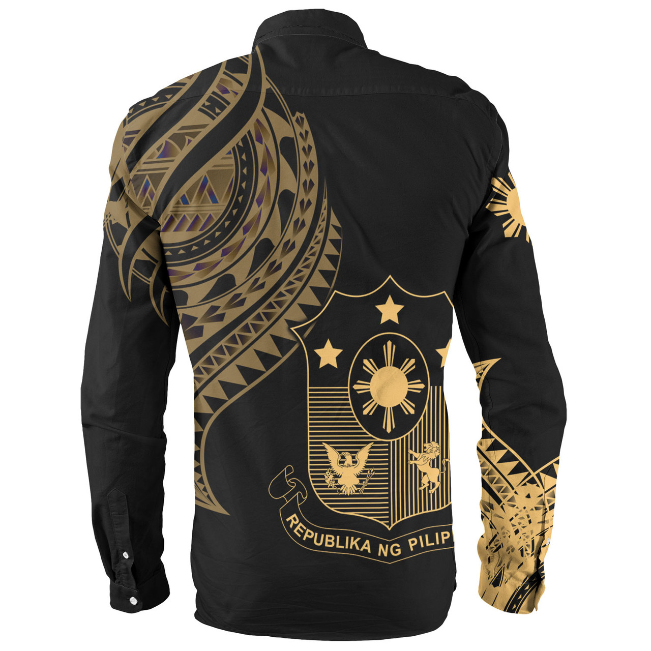 Philippines Filipinos Custom Personalised Long Sleeve Shirt Tatau Gold Pattern