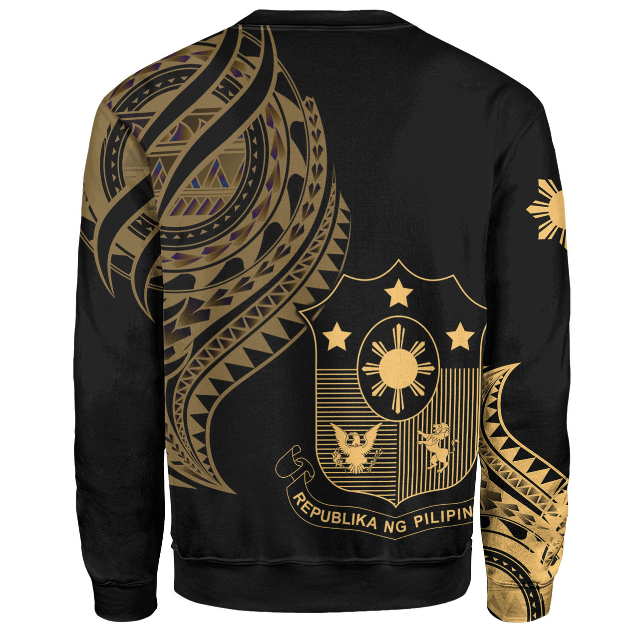 Philippines Filipinos Custom Personalised Sweatshirt Tatau Gold Pattern